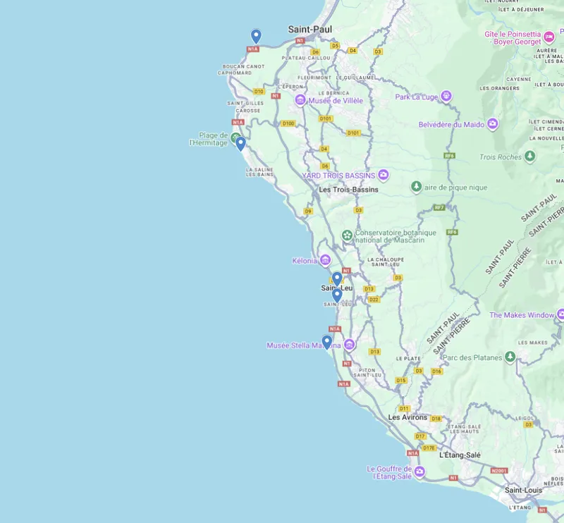 Carte spots plongée la Réunion